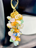 Gold Natural Gemstone Charm Earrings, E7337