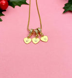Heart Initial Charm Necklace, Gold Tiny Family Initials Charm Jewelry Gift, 7338