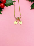 Heart Initial Charm Necklace, Gold Tiny Family Initials Charm Jewelry Gift, 7338