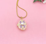 Gold Pearl Oval Purple Locket Necklace, 7341