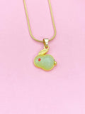 Gold Rabbit Necklace, Imitation Jade, 7342