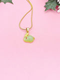 Gold Rabbit Necklace, Imitation Jade, 7342