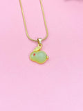 Gold Rabbit Necklace, Imitation Jade, 7342