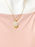 18K Gold Plated Evil Eye Dreamcatcher Cubic Zirconia Pendant Necklace, 6834