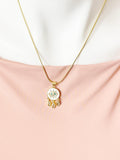18K Gold Plated Evil Eye Dreamcatcher Cubic Zirconia Pendant Necklace, 6834