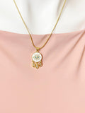 18K Gold Plated Evil Eye Dreamcatcher Cubic Zirconia Pendant Necklace, 6834