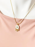 18K Gold Plated Evil Eye Dreamcatcher Cubic Zirconia Pendant Necklace, 6834