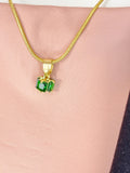 18K Gold Plated Present Box Pendant Necklace, Gold Green Cubic Zirconia Pendants, 7354