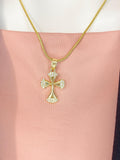 18K Gold Plated Cross Pendant Necklace, Gold Cubic Zirconia Pendants, 7355