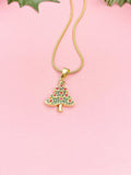 18K Gold Plated Christmas Tree Pendant Necklace, 7357