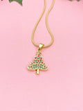 18K Gold Plated Christmas Tree Pendant Necklace, 7357