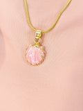 Gold Seashell Pink Pendant Necklace, 7361