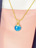 Gold Seashell Blue Pendant Necklace, 7362