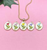 Gold Flower Pendant Necklace, 7363