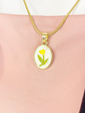 Gold Flower Pendant Necklace, 7363