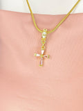 Cross Pendant Necklace, Gold Cubic Zirconia Pendants, 7364