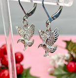 Silver Eagle Charm Dangle Earrings, E348