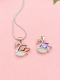 Silver Swan Pendant Necklace, 7374