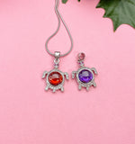 Silver Tortoise Turtle Pendant Necklace, 7378