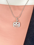 Silver Pumpkin Jack O Lantern Necklace, 7384