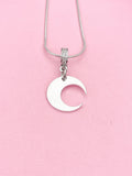 Silver Crescent Moon Charm Necklace, 7391