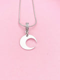 Silver Crescent Moon Charm Necklace, 7391