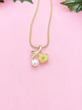 Gold Sakura Cherry Blossom Plum Peach Flower Pearl Necklace, 7392