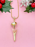 Gold Calla Lily Flower Pearl Pendant Necklace, 7393