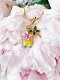 Gold Flower Luggage Coconut Tree Travel Pendant Necklace, 7396