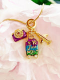 Gold Camera Luggage Airplane Travel Pendant Necklace, 7397