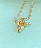 Gold Cow Pendant Necklace, 7398
