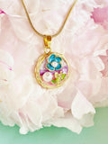 Gold Flower Pearl Pendant Necklace, 7399