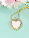 Gold Heart Cubic Zirconia Pendant Necklace, 7402