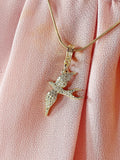 Gold Swallow Bird Pendant Necklace, 7408
