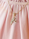 Gold Swallow Bird Pendant Necklace, 7408