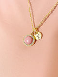 Gold Rhodochrosite Necklace, Natural Rhodochrosite Gemstone Jewelry, GN7410