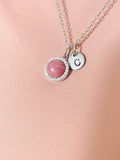 Silver Rhodochrosite Necklace, Natural Rhodochrosite Gemstone Jewelry, SN7410