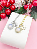 Opalite Necklace, Synthetic Opalite Gemstone Jewelry, N7411