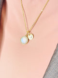 Gold Opalite Necklace, Synthetic Opalite Gemstone Jewelry, GN7411