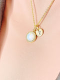 Gold Opalite Necklace, Synthetic Opalite Gemstone Jewelry, GN7411