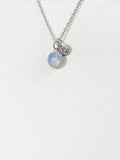 Silver Opalite Necklace, Synthetic Opalite Gemstone Jewelry, SN7411