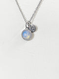 Silver Opalite Necklace, Synthetic Opalite Gemstone Jewelry, SN7411