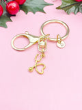 Gold Stethoscope Heart Charm Keychain, K1342