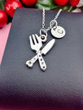 Silver Knife and Fork Charm Necklace, N7417