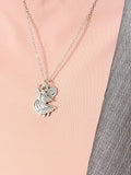 Angel Pendant Necklace, Silver Wing Charm with Personalized Initial Jewelry, N7418