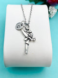 Angel Fairy Pendant Necklace, Silver Fairy Charm with Personalized Initial Jewelry, N7420