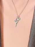 Angel Fairy Pendant Necklace, Silver Fairy Charm with Personalized Initial Jewelry, N7420