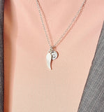 Guardian Angel Necklace, Silver Guardian Angel Wings Charm with Personalized Initial Jewelry, N7424
