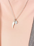 Guardian Angel Necklace, Silver Guardian Angel Wings Charm with Personalized Initial Jewelry, N7424
