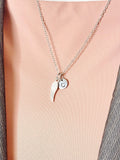 Guardian Angel Necklace, Silver Guardian Angel Wings Charm with Personalized Initial Jewelry, N7424